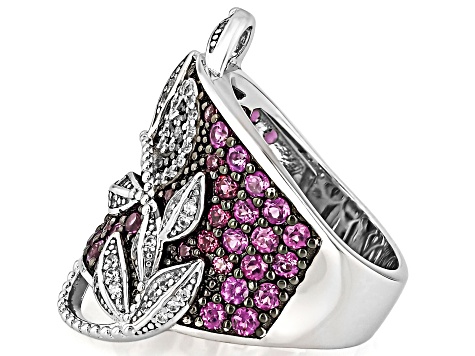 Raspberry Rhodolite Rhodium Over Sterling Silver Ring 2.22ctw