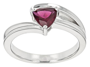 Rhodolite Rhodium Over Sterling Silver Bypass Ring 0.60ct