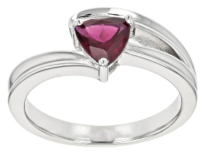 Raspberry Color Rhodolite Rhodium Over Sterling Silver Bypass Ring 0.60ct