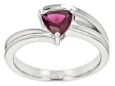 Rhodolite Rhodium Over Sterling Silver Bypass Ring 0.60ct