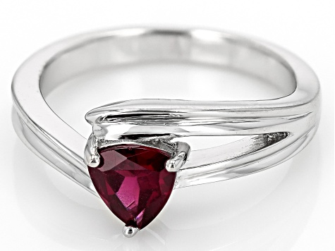 Rhodolite Rhodium Over Sterling Silver Bypass Ring 0.60ct