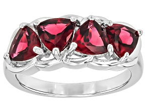 Raspberry Color Rhodolite Rhodium Over Sterling Silver Band Ring 2.40ctw