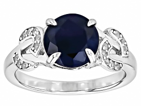 Blue Sapphire Rhodium Over Sterling Silver Ring 2.78ctw