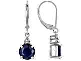 Blue Sapphire Rhodium Over Sterling Silver Earrings 3.40ctw