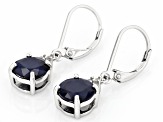 Blue Sapphire Rhodium Over Sterling Silver Earrings 3.40ctw