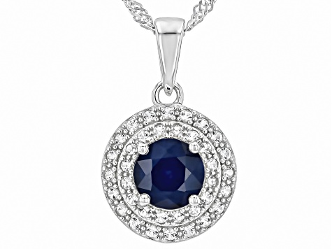 Blue Sapphire Rhodium Over Sterling Silver Pendant With Chain 1.67ctw