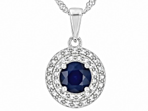 Blue Sapphire Rhodium Over Sterling Silver Pendant With Chain 1.67ctw