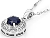 Blue Sapphire Rhodium Over Sterling Silver Pendant With Chain 1.67ctw