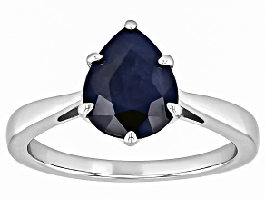 Blue Sapphire Rhodium Over Sterling Silver Solitaire Ring 2.00ct