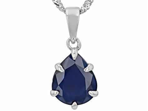 Blue Sapphire Rhodium Over Sterling Silver Solitaire Pendant with Chain 2.80ct