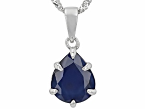 Blue Sapphire Rhodium Over Sterling Silver Solitaire Pendant with Chain 2.80ct