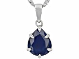 Blue Sapphire Rhodium Over Sterling Silver Solitaire Pendant with Chain 2.80ct