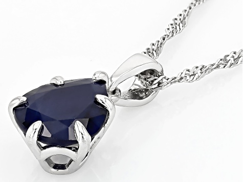 Blue Sapphire Rhodium Over Sterling Silver Solitaire Pendant with Chain 2.80ct