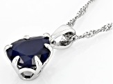 Blue Sapphire Rhodium Over Sterling Silver Solitaire Pendant with Chain 2.80ct