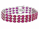 Lab Created Ruby Rhodium Over Sterling Silver Tennis Bracelet 52.79ctw