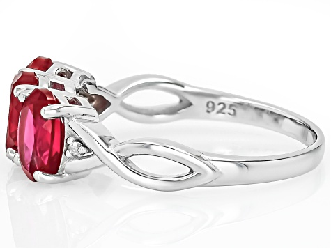 Red Lab Created Ruby Rhodium Over Sterling Silver Ring 2.94