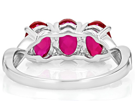 Lab Created Ruby Rhodium Over Sterling Silver Ring 2.94ctw