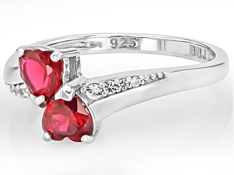 Lab Created Ruby Rhodium Over Sterling Silver Ring 1.03ctw