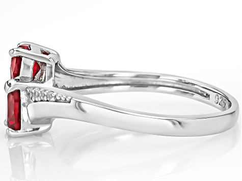 Lab Created Ruby Rhodium Over Sterling Silver Ring 1.03ctw