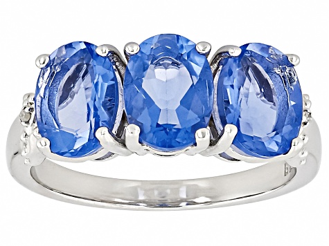 Color Change Fluorite Rhodium Over Sterling Silver Ring 3.76ctw