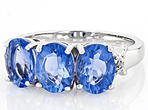 Color Change Fluorite Rhodium Over Sterling Silver Ring 3.76ctw