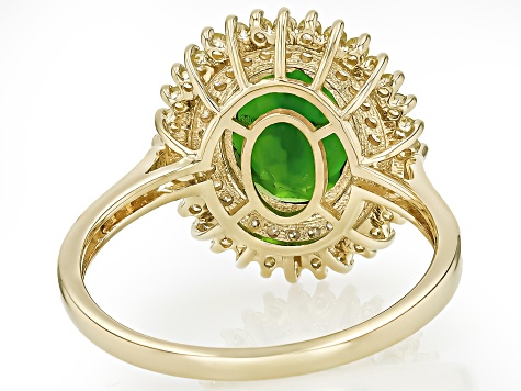 Chrome Diopside With Yellow And White Diamond 10k Yellow Gold Ring 2.83ctw