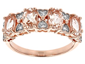 Morganite With White Zircon 18k Rose Gold Over Sterling Silver Ring 1.41ctw