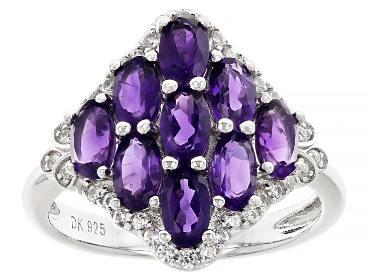 Purple African Amethyst Rhodium Over Sterling Silver Ring