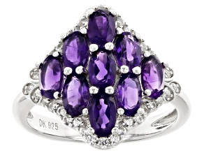 Purple African Amethyst Rhodium Over Sterling Silver Ring 1.84ctw