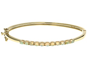 Ethiopian Opal 18k Yellow Gold Over Sterling Silver Bangle Bracelet 1.03ctw