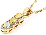 Ethiopian Opal, Zircon 18k Yellow Gold Over Silver Pendant With Chain 0.28ctw