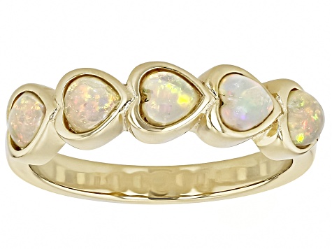 Honey Color Ethiopian Opal 18k Yellow Gold Over Sterling Silver Ring