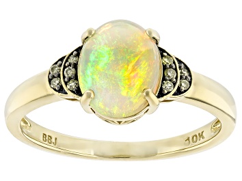 Picture of Buttercup Color Ethiopian Opal With Yellow Diamond 10k Yellow Gold Ring 0.04ctw