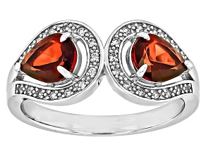 Red Labradorite Rhodium Over Sterling Silver Ring 1.78ctw