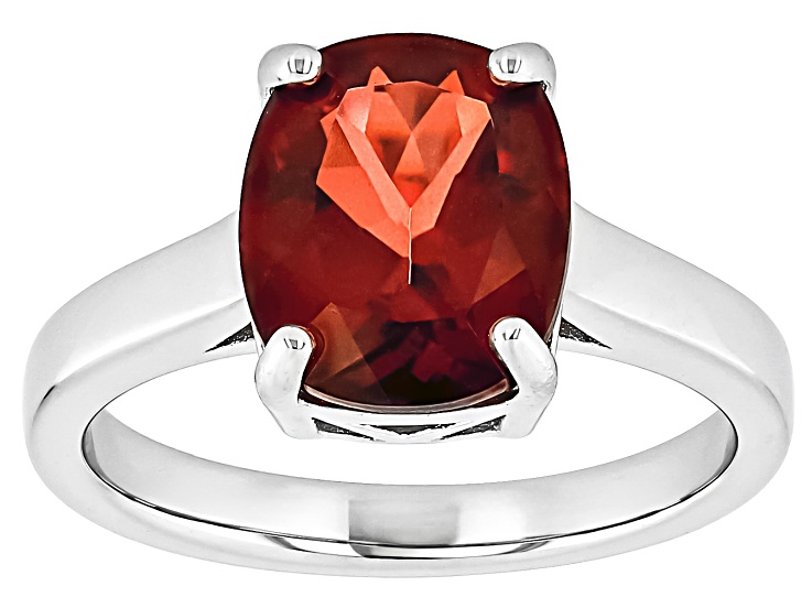 Red Labradorite Rhodium Over Sterling Silver Solitaire Ring 2.89ct