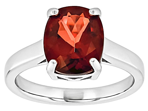 Red Labradorite Rhodium Over Sterling Silver Solitaire Ring 2.89ct