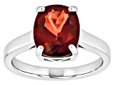 Red Labradorite Rhodium Over Sterling Silver Solitaire Ring 2.89ct
