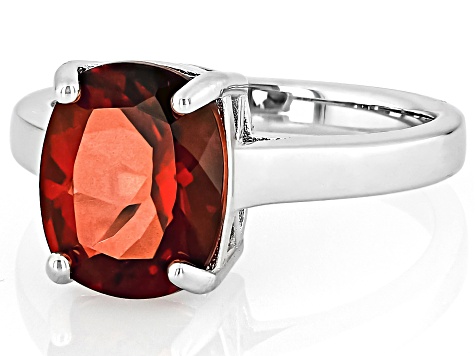 Red Labradorite Rhodium Over Sterling Silver Solitaire Ring 2.89ct