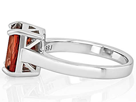 Red Labradorite Rhodium Over Sterling Silver Solitaire Ring 2.89ct