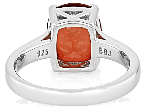 Red Labradorite Rhodium Over Sterling Silver Solitaire Ring 2.89ct