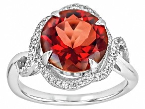 Red Labradorite Rhodium Over Sterling Silver Ring 3.90ctw