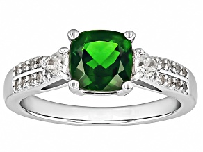 Green Chrome Diopside Rhodium Over Sterling Silver Ring 1.71ctw