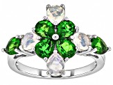 Green Chrome Diopside Rhodium Over Sterling Silver Ring 2.19ctw