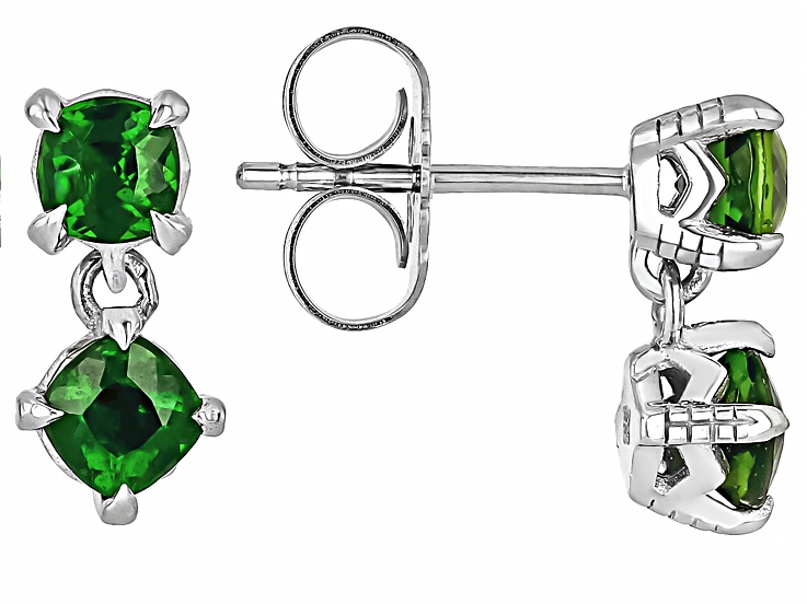 Smile◎STUMBLY＊ジレ Green Chrome Diopside Rhodium Over Sterling Silver Earrings