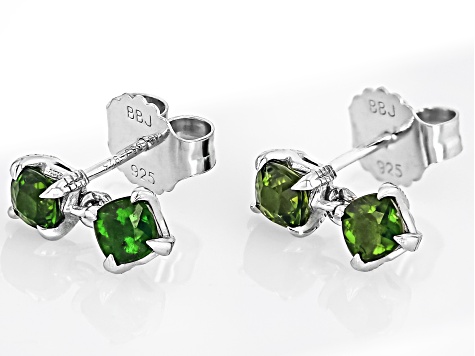 Green Chrome Diopside Rhodium Over Sterling Silver Earrings