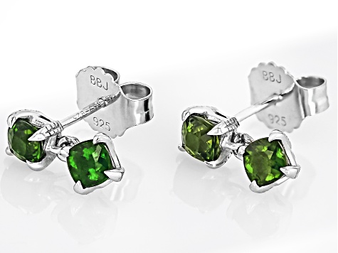 Green Chrome Diopside Rhodium Over Sterling Silver Earrings 1.05ctw