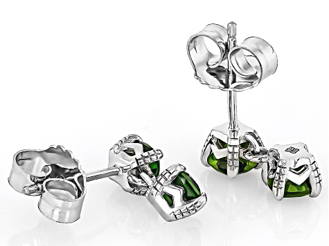 １０４ Green Chrome Diopside Rhodium Over Sterling Silver Earrings