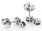 Green Chrome Diopside Rhodium Over Sterling Silver Earrings 1.05ctw