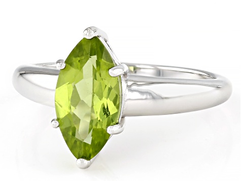 Green Peridot Rhodium Over Sterling Silver Ring 1.70ct