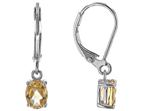 Yellow Citrine Rhodium Over Sterling Silver Earrings 1.28ctw